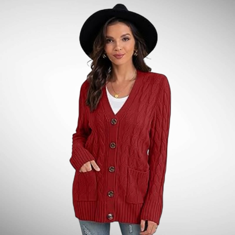 NWT Grecerelle Cableknit Buttonfront Sweater Long Sleeves Pockets - Picture 3 of 13